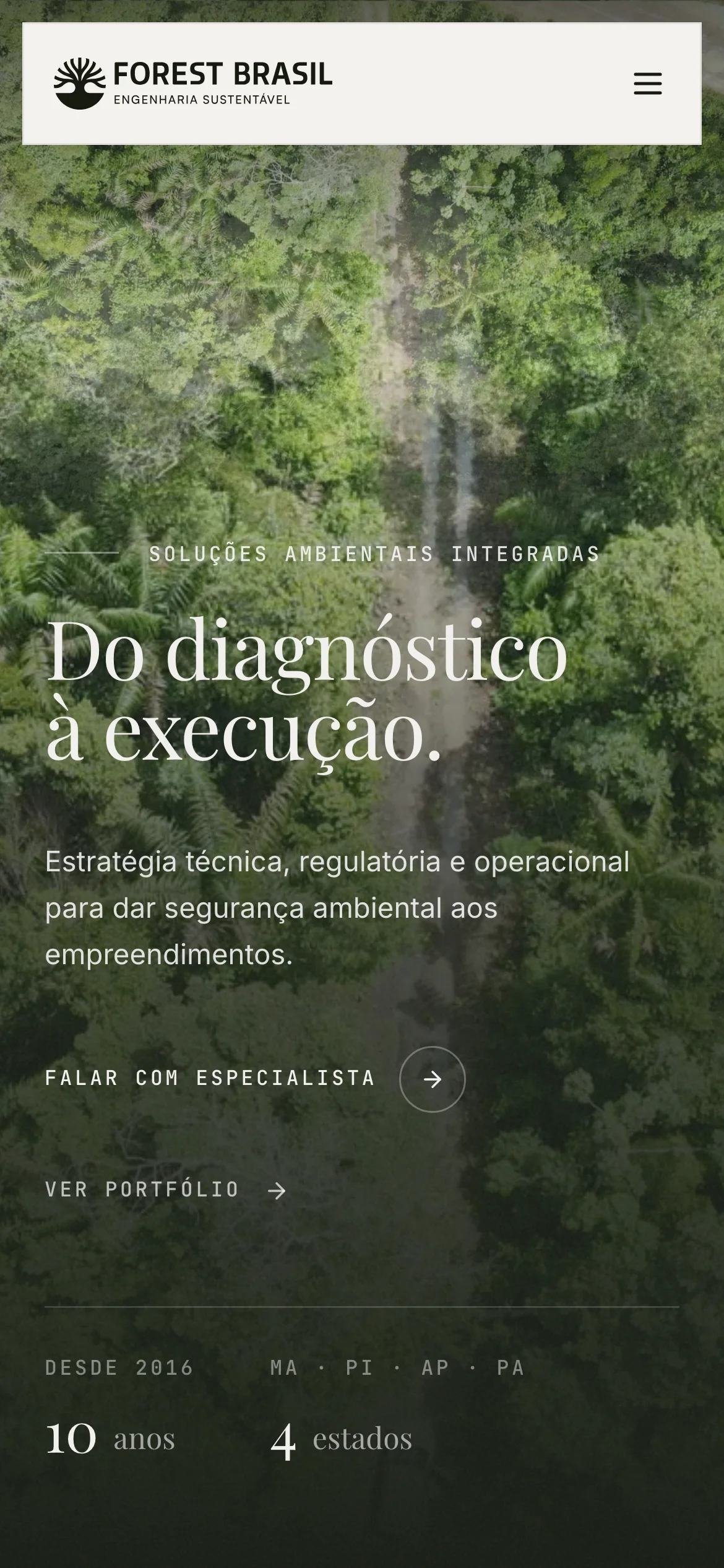 Abertura do site da Forest Brasil no celular