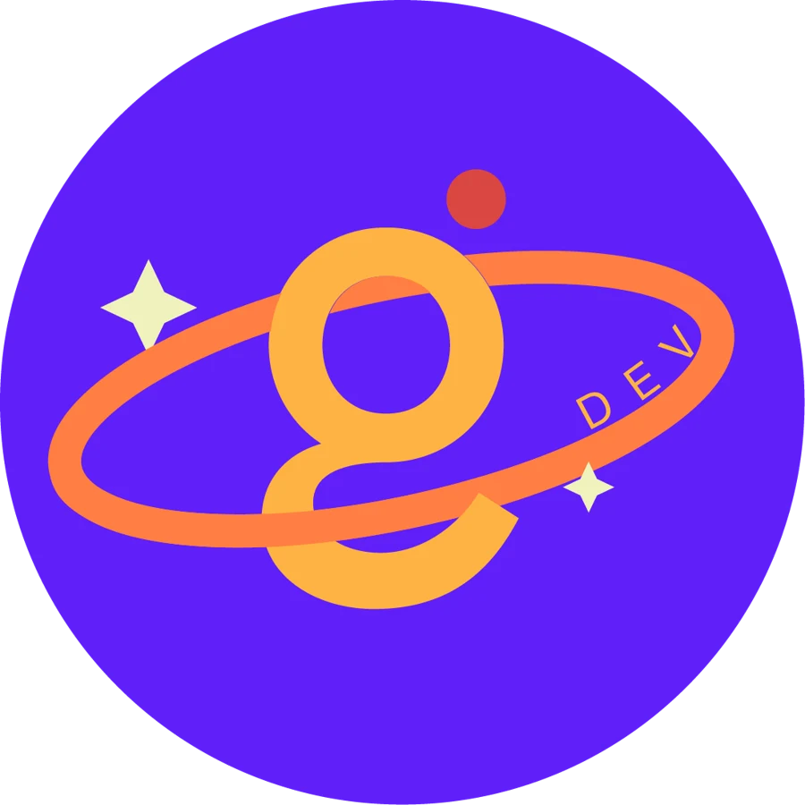 Avatar em órbita da glifo/dev sobre violeta