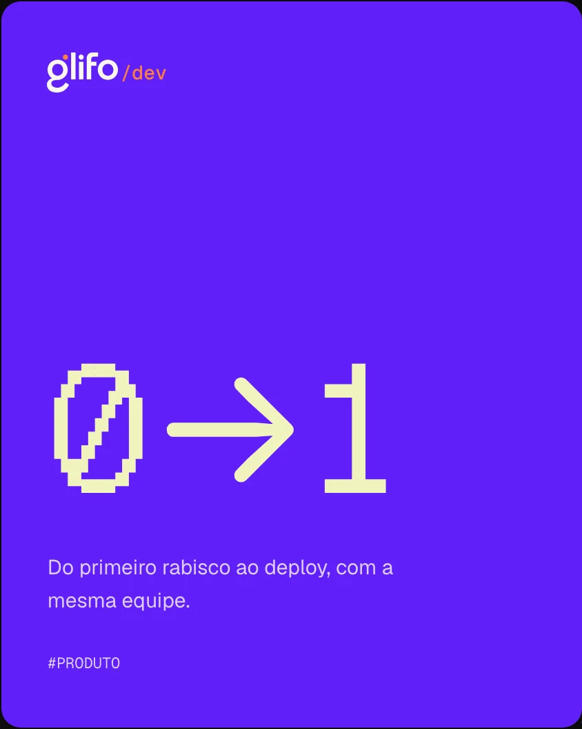 Post glifo/dev em violeta: 0 para 1, do primeiro rabisco ao deploy.