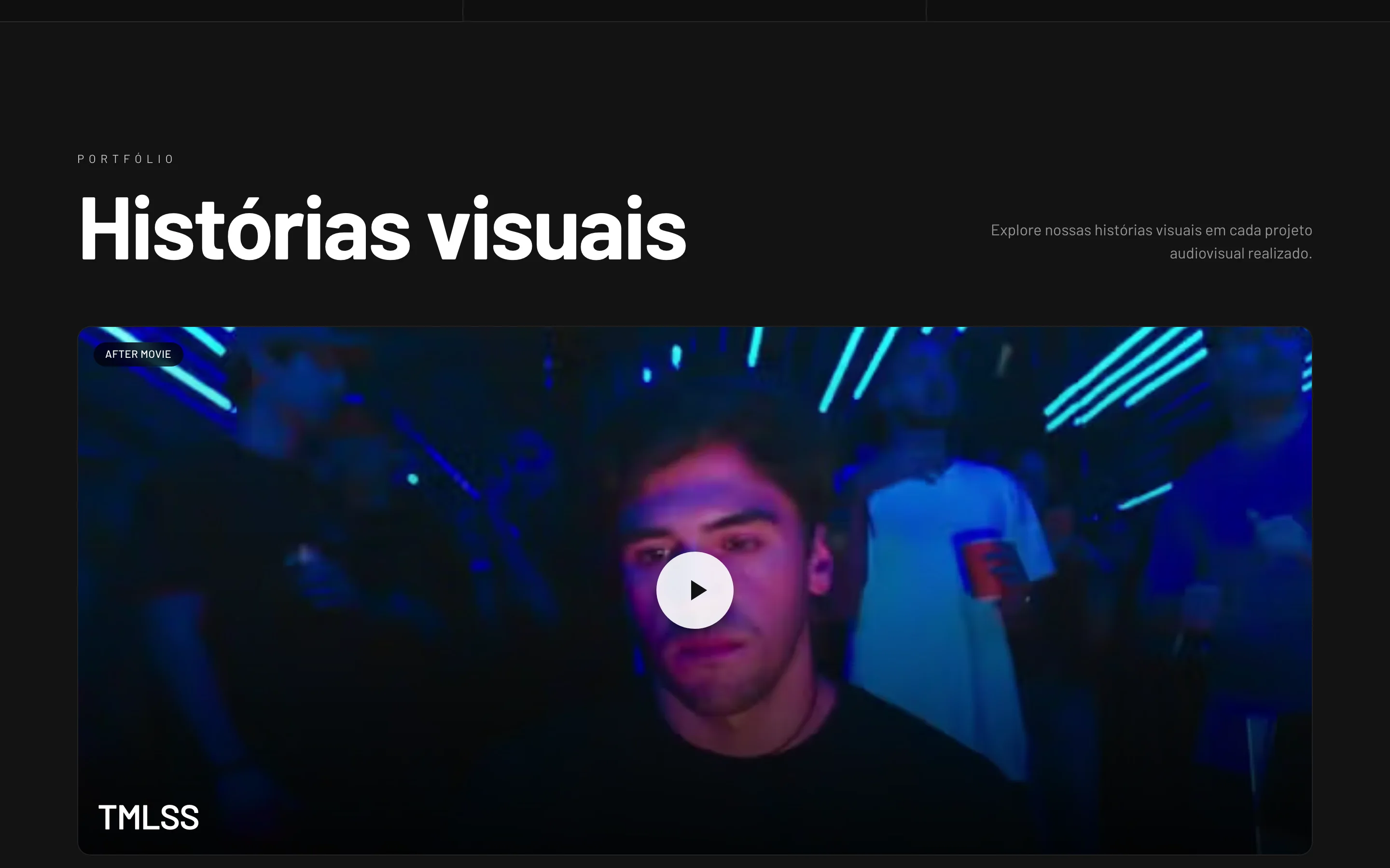 Histórias visuais: vídeo em destaque com reprodução