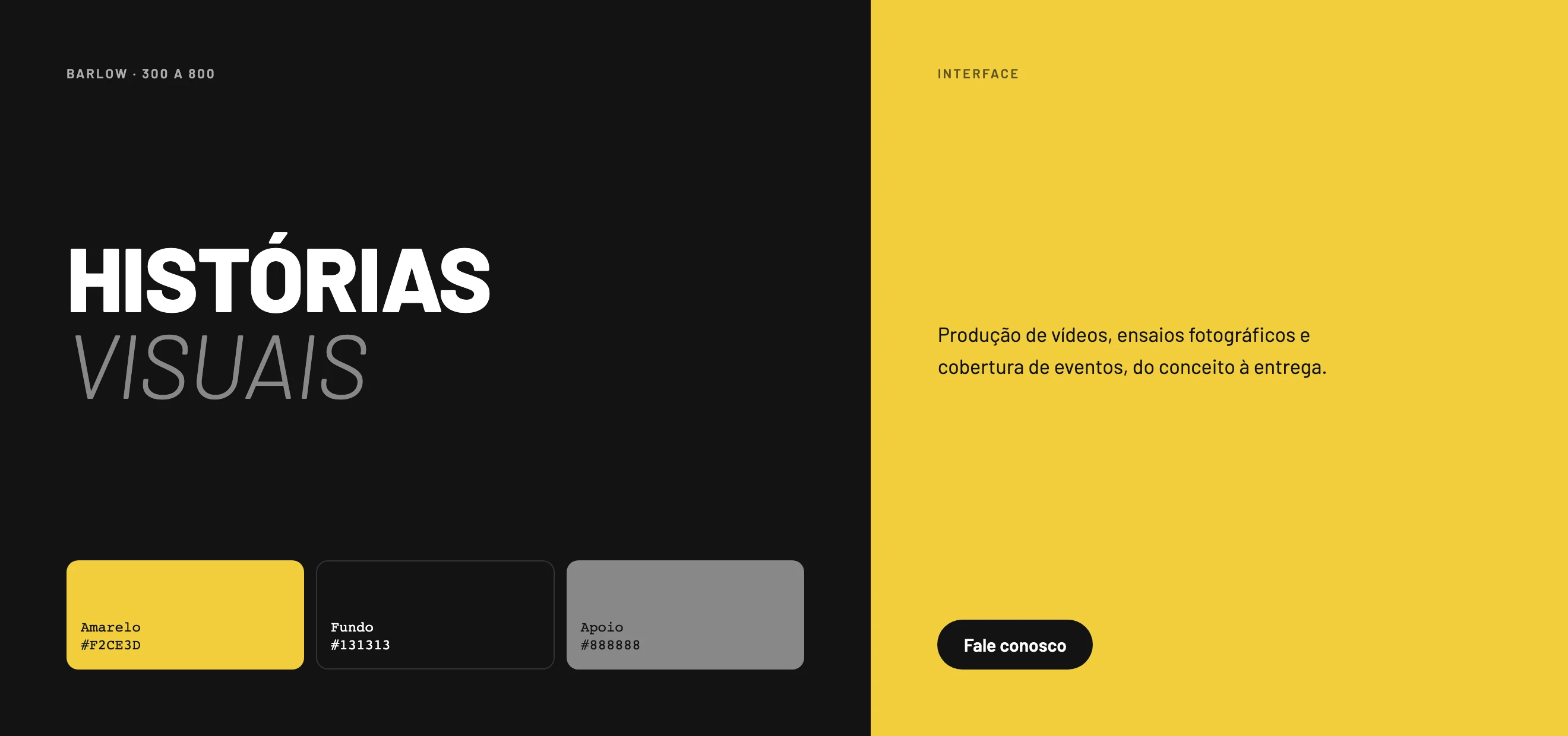 Sistema da interface Malama: Barlow e a paleta escura com o amarelo