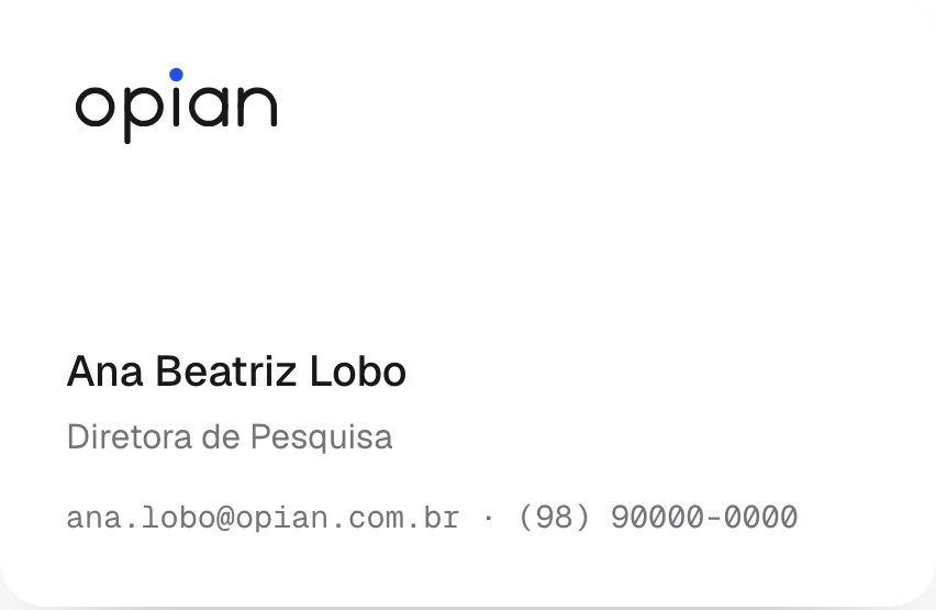 Frente do cartão de visita OPIAN