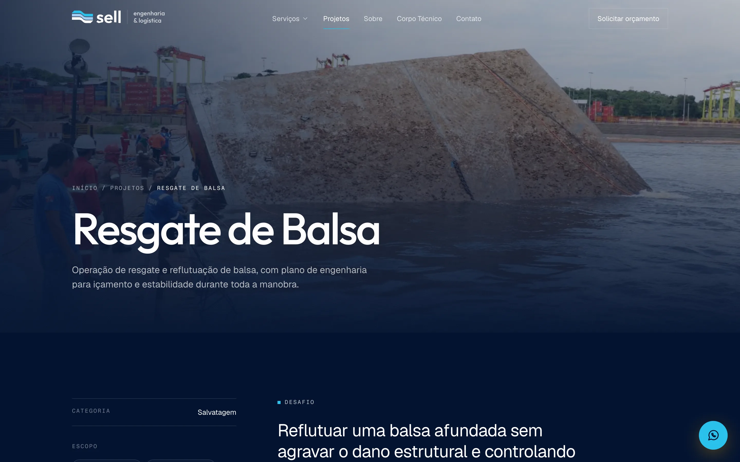 Case Resgate de Balsa no site da SELL