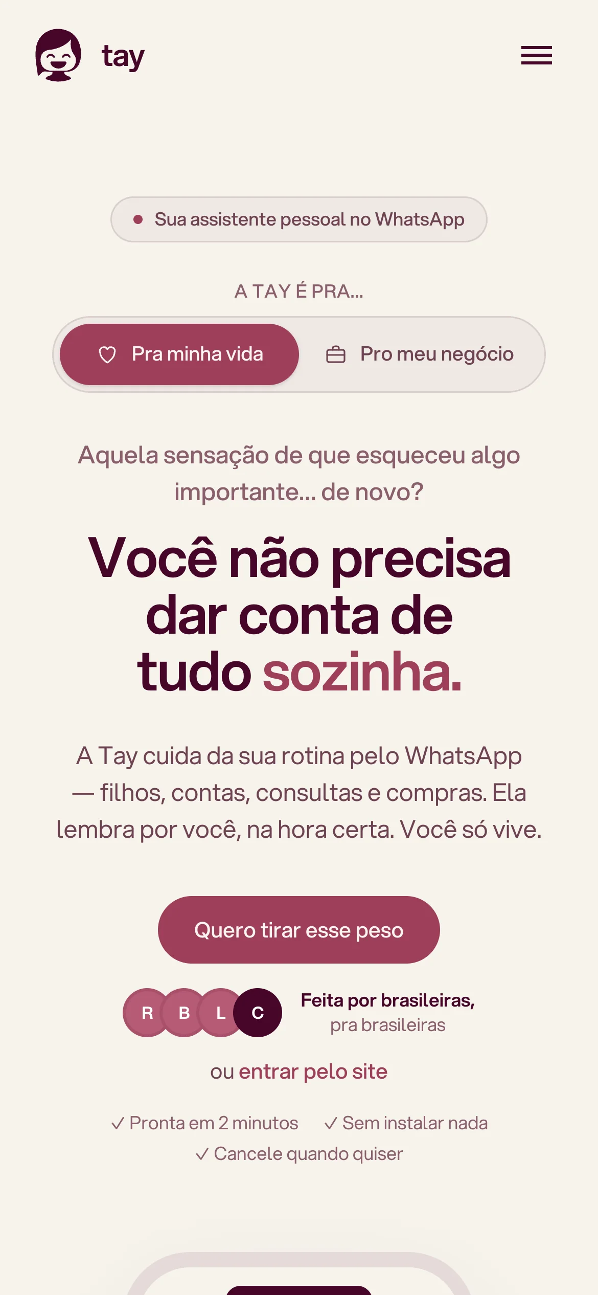 Abertura da página de vendas no celular