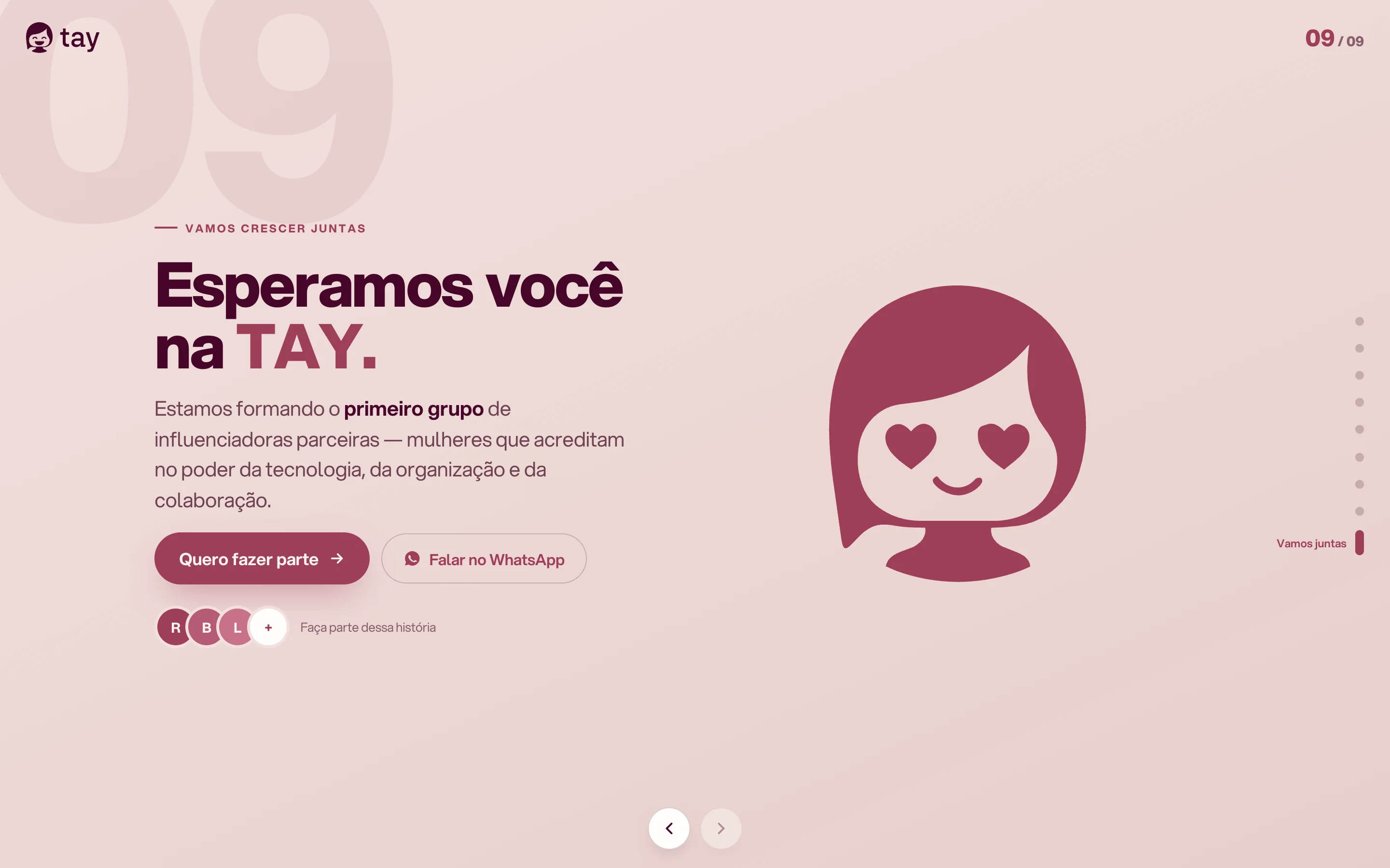 Fechamento Esperamos você na Tay, com a expressão amor