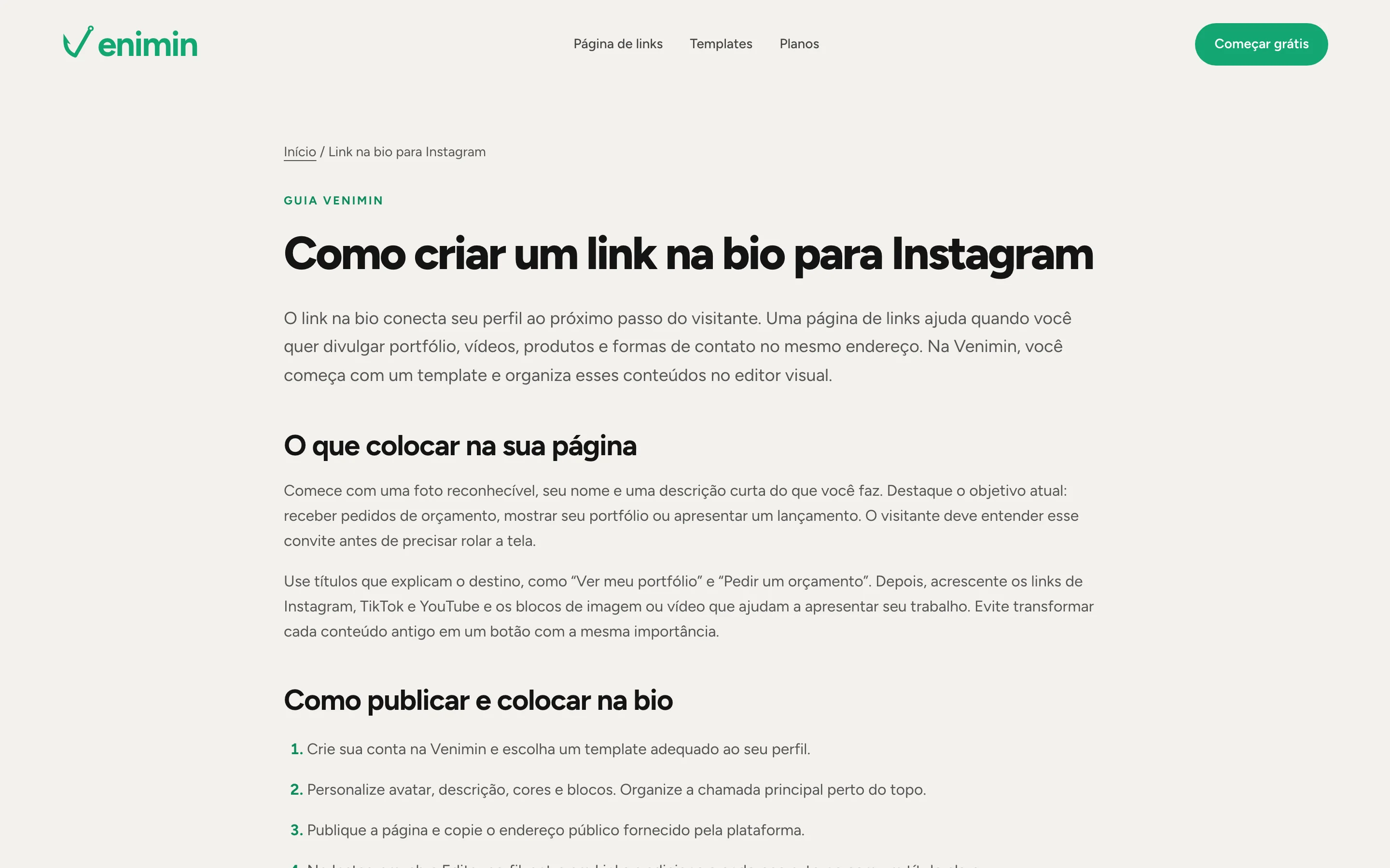 Guia Como criar um link na bio para Instagram