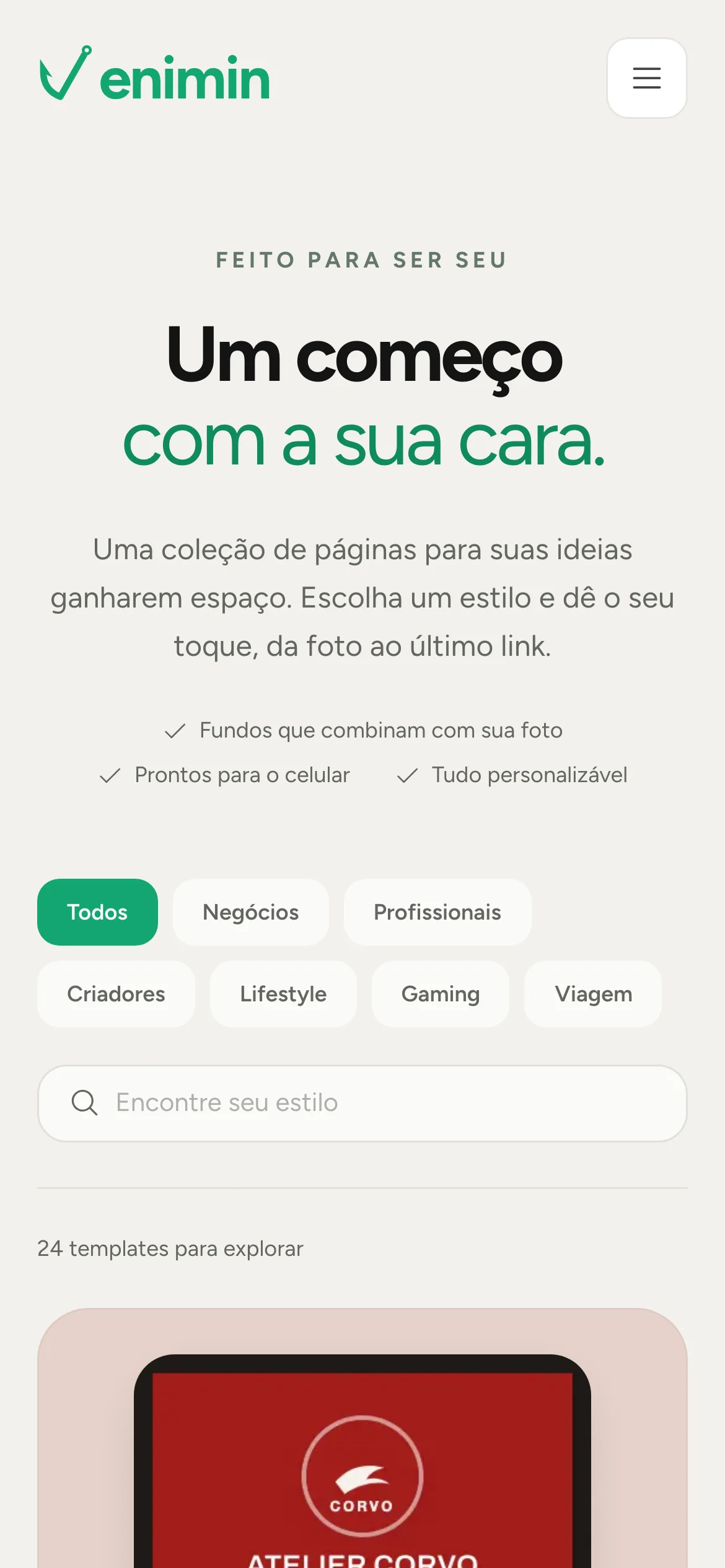 Templates no celular