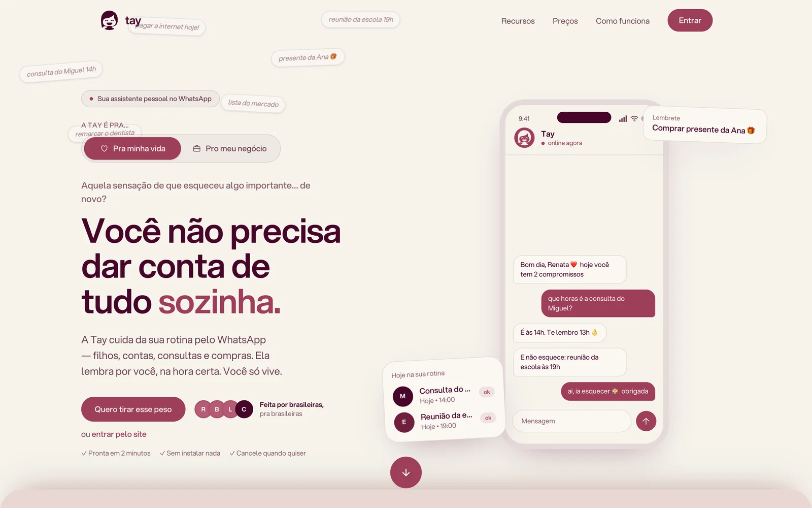 Página de vendas · a conversa de exemplo no celular