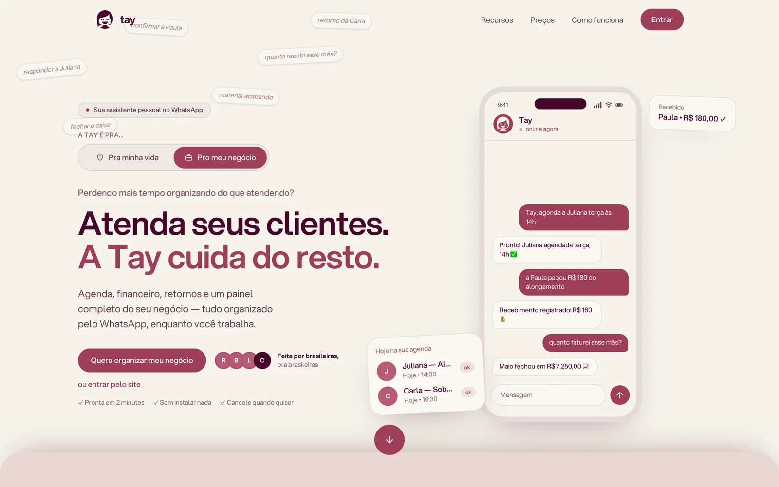 Pro meu negócio · agenda, financeiro e clientes