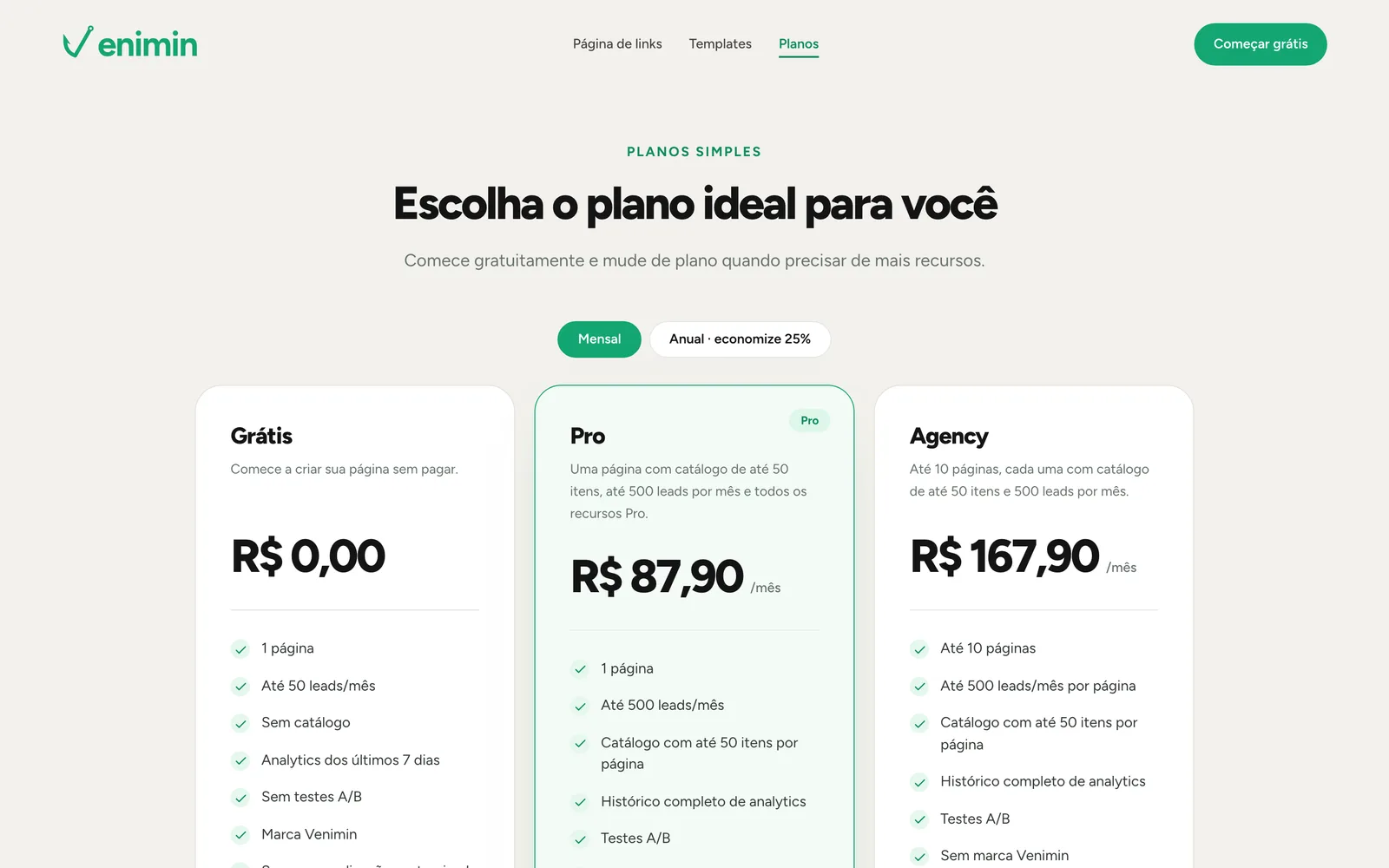 Planos, com assinatura por Pix