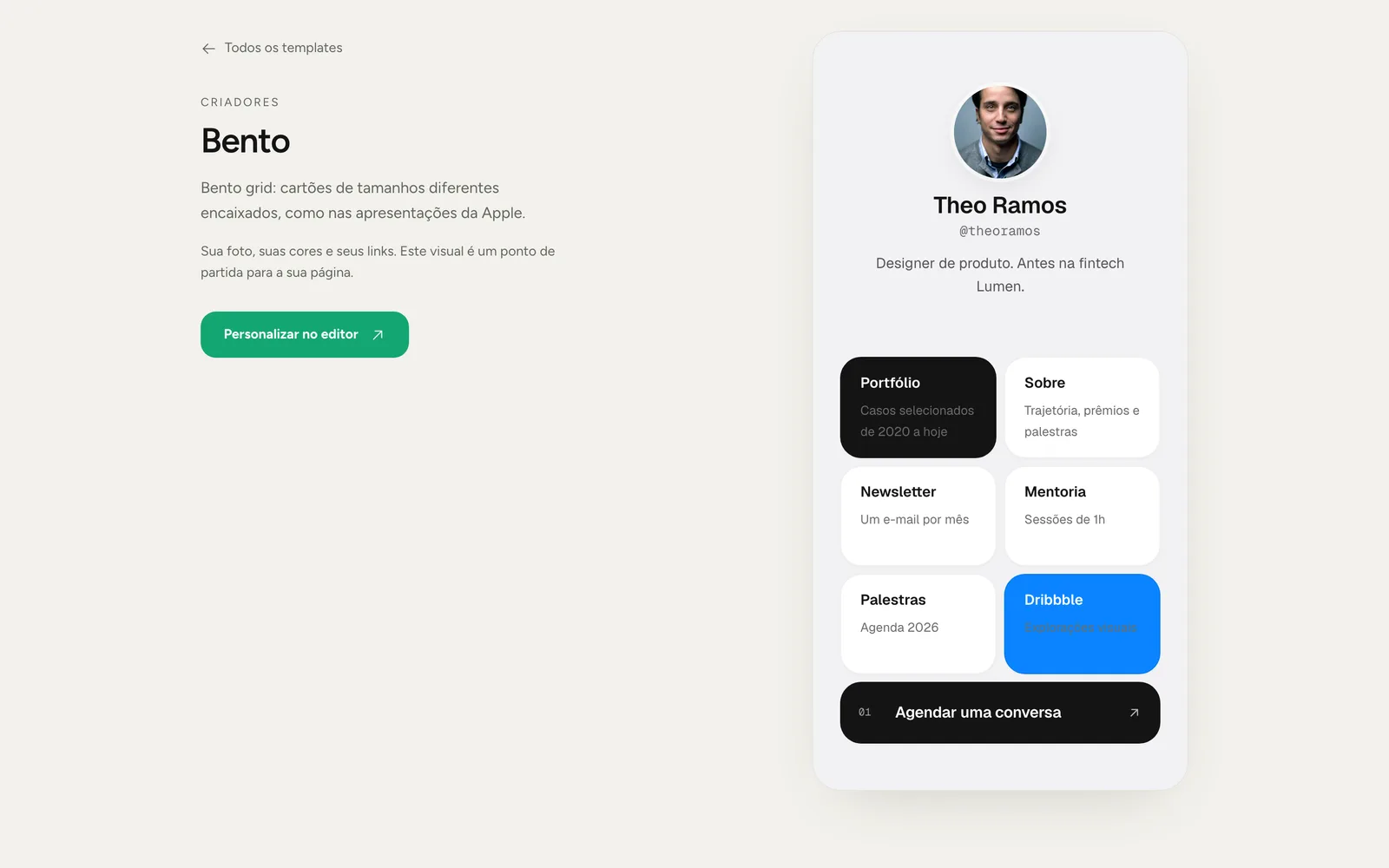 O mesmo editor, outro estilo: bento